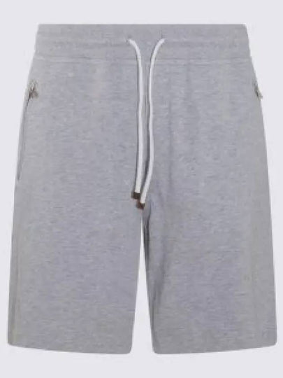 Men's Textured Cotton Shorts Grey - THOM BROWNE - BALAAN 2