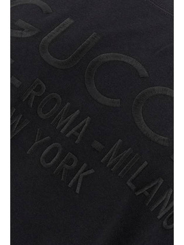 Embroidered Logo City Short Sleeve T-Shirt Black - GUCCI - BALAAN 1