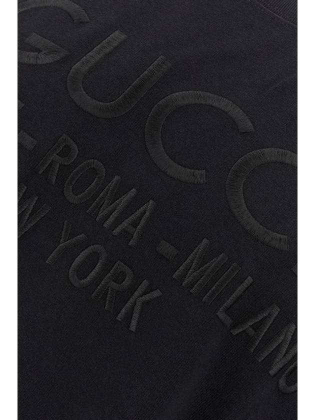 Embroidered Logo City Short Sleeve T-Shirt Black - GUCCI - BALAAN 1