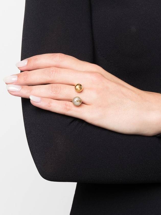 YSL Logo Pearl Ring Aging Brass Gold - SAINT LAURENT - BALAAN 3