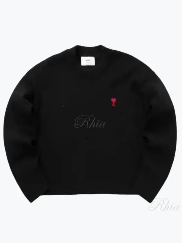 Heart Logo Men s Wool Sweater Knitwear BFHKS001 001 - AMI - BALAAN 1