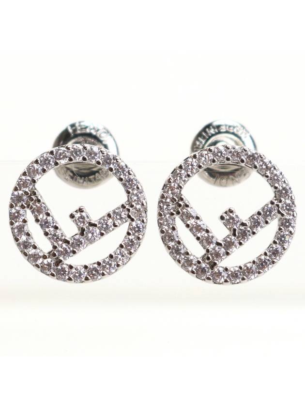 FF Logo Crystal Earrings Silver - FENDI - BALAAN 1