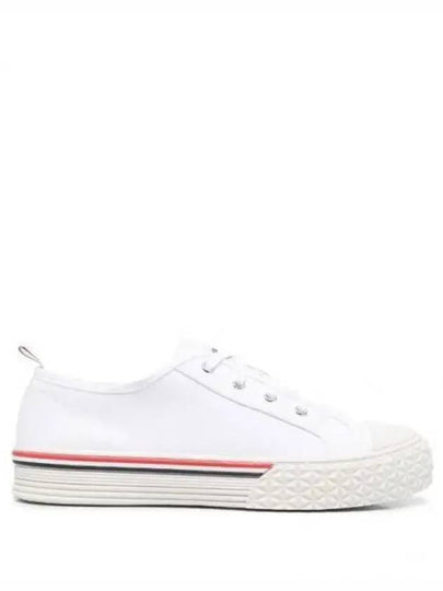 Striped Trim Lace-up Low Top Sneakers White - THOM BROWNE - BALAAN 2