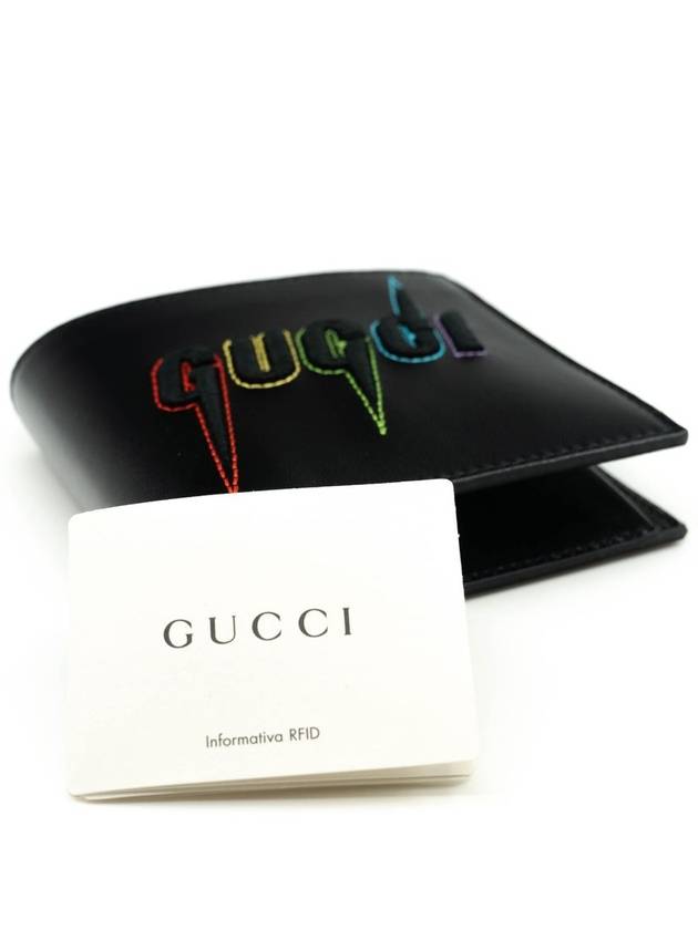 Blade Embroidery Half Wallet Black - GUCCI - BALAAN 8