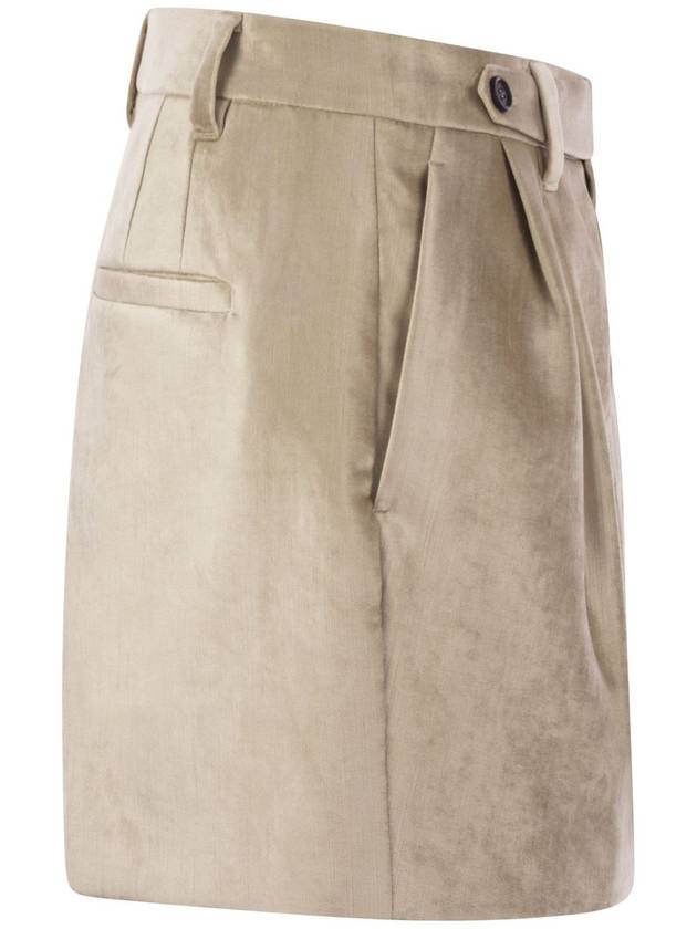 Sleek Cotton Viscose Velvet Mini Sartorial Skirt - BRUNELLO CUCINELLI - BALAAN 3