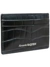 Crocodile Leather Logo Two-tier Card Wallet Black - ALEXANDER MCQUEEN - BALAAN.