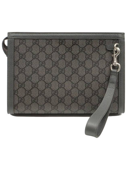 Gray GG Supreme Canvas Ophidia Strap Pouch Clutch - GUCCI - BALAAN 2