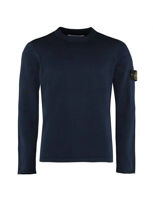 Men's Logo Wappen Crew Neck Knit Sweatshirt Navy - STONE ISLAND - BALAAN 1