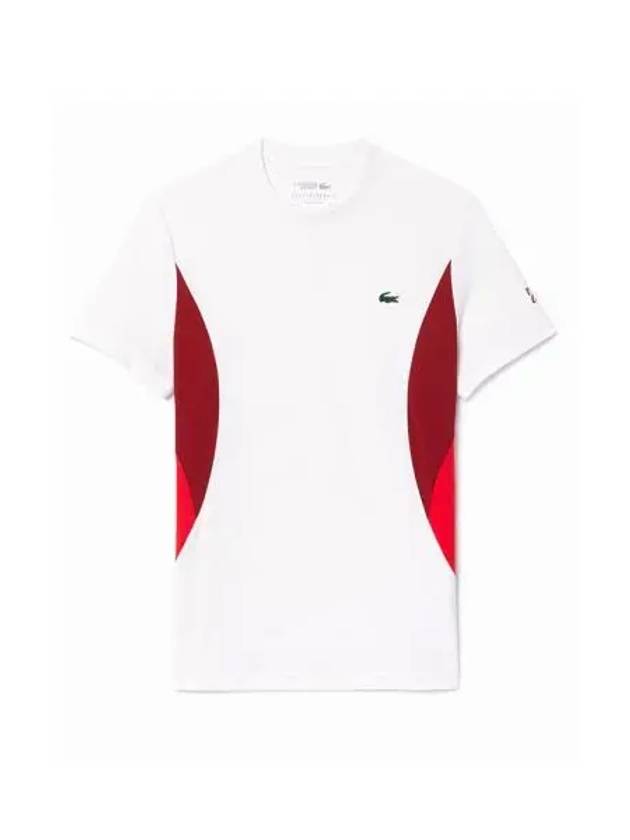 Men's Tennis Short Sleeve T-Shirt White Red - LACOSTE - BALAAN 2