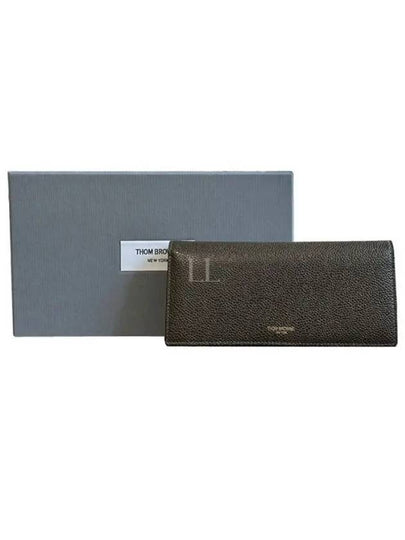 Men's Logo Pebble Grain Leather Long Wallet Brown - THOM BROWNE - BALAAN 2