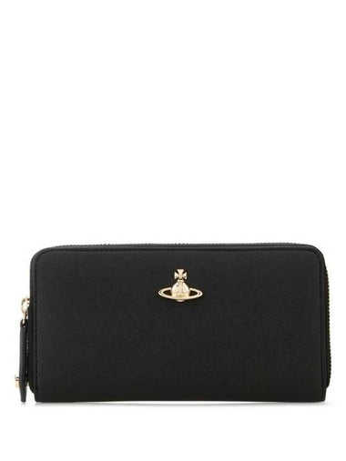 Logo Zip Around Long Wallet Black - VIVIENNE WESTWOOD - BALAAN 1