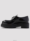 Chocolate Brushed Leather Heeled Loafers Black - PRADA - BALAAN 4