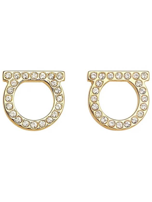 Gancini Crystal Large Earrings Gold - SALVATORE FERRAGAMO - BALAAN 2