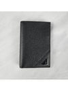 Vitello Triangle Logo Saffiano Flap Card Wallet Black - PRADA - BALAAN 3