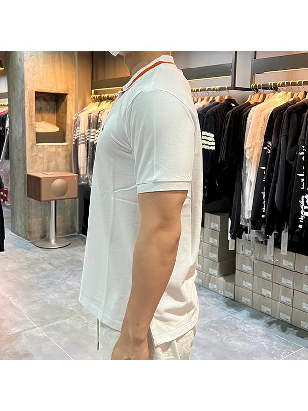 Men's Logo Striped Short Sleeve Polo Shirt White - VIVIENNE WESTWOOD - BALAAN.