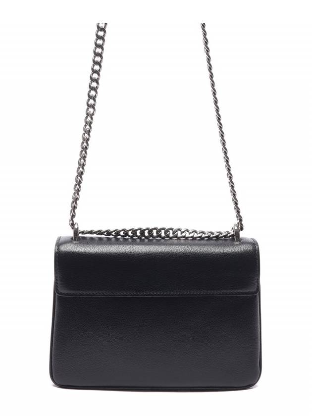 Ladies Pattina Flap Logo Silver Chain Soft Leather Shoulder Bag Black - PRADA - BALAAN 5