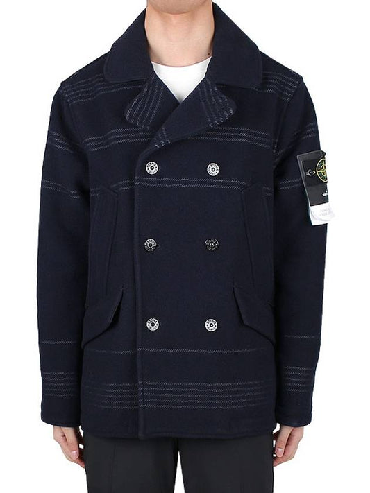 Wappen Patch Wool Blend Double Breasted Jacket Navy - STONE ISLAND - BALAAN 2