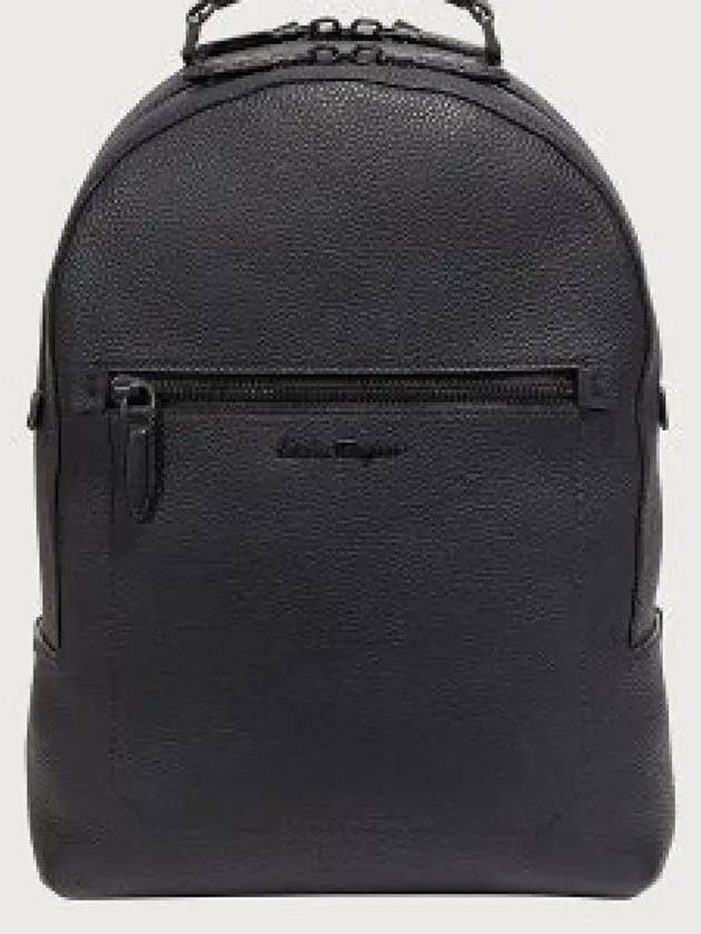 Men's Logo Patch Leather Backpack Black - SALVATORE FERRAGAMO - BALAAN 2