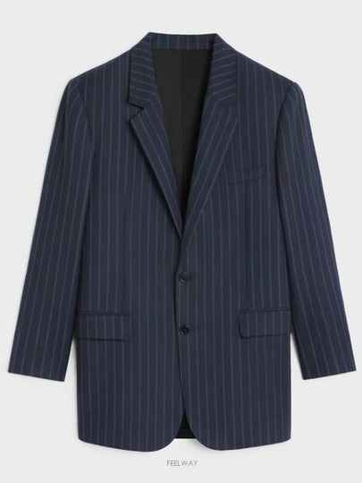 Tammy Striped Wool Blazer Jacket Navy - CELINE - BALAAN 2