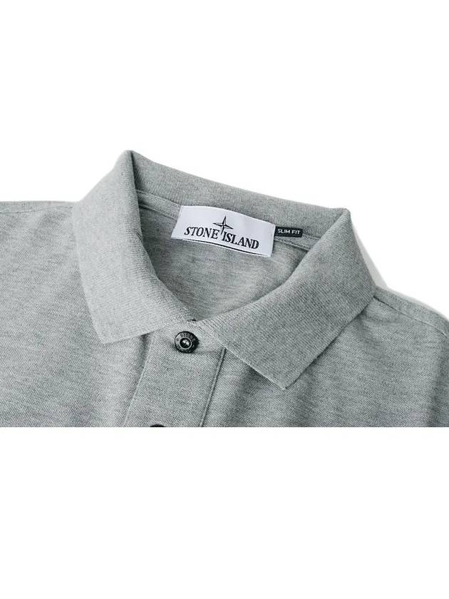 Organic Cotton Elastane Pique Polo Shirt Dust Grey Melange - STONE ISLAND - BALAAN 4