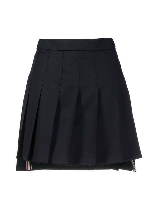 RMB Wool Mini Pleated Skirt Navy - THOM BROWNE - BALAAN 1