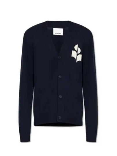 Men's Logo Intarsia Cardigan Navy - ISABEL MARANT - BALAAN 2