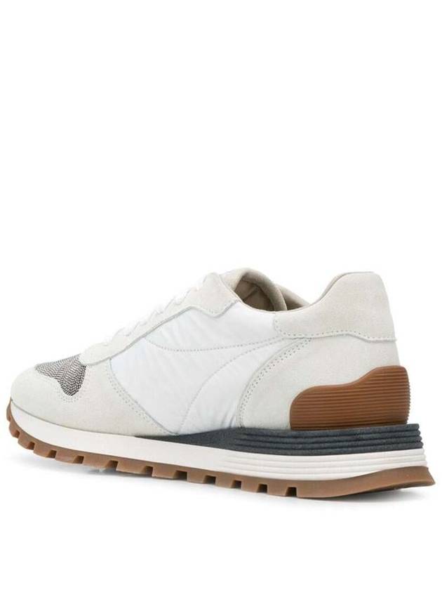 Suede Techno Fabric Runner Low Top Sneakers White - BRUNELLO CUCINELLI - BALAAN 4