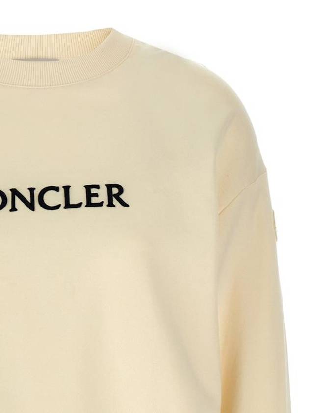 Embroidered Tonal Logo Cotton Sweatshirt Ivory - MONCLER - BALAAN 4