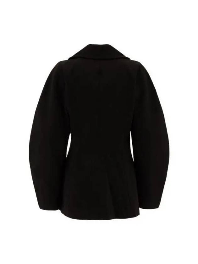 Bond crepe curve sleeve zip up jacket black - GANNI - BALAAN 3