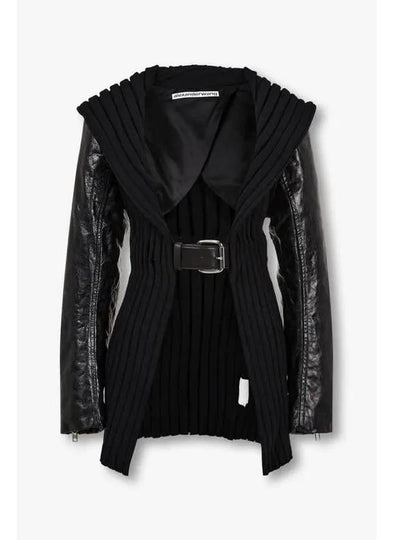 Leather sleeve belt closure coat black - ALEXANDER WANG - BALAAN 1