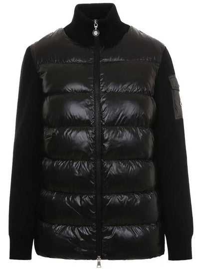 Padded Wool Cardigan Black - MONCLER - BALAAN 2