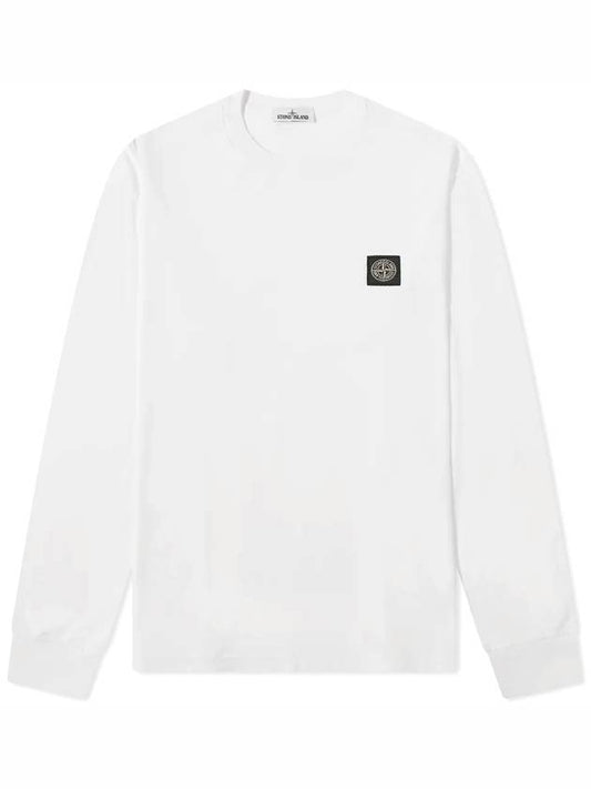 Logo Long Sleeve T-Shirt White - STONE ISLAND - BALAAN.
