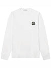 Logo Patch Cotton Long Sleeve T-Shirt White - STONE ISLAND - BALAAN 1