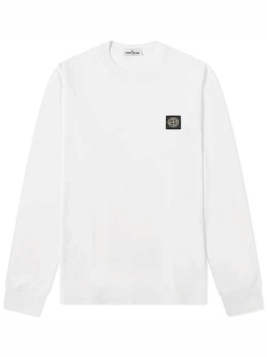 Logo Patch Cotton Long Sleeve T-Shirt White - STONE ISLAND - BALAAN 1