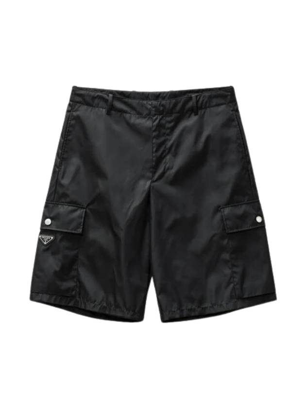 Triangular Logo Re-Nylon Bermuda Cargo Shorts Black - PRADA - BALAAN 1