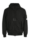 Men's Garment Dyed Crinkle Reps Recycled Nylon Primaloft TC Hooded Jacket Black - STONE ISLAND - BALAAN 2