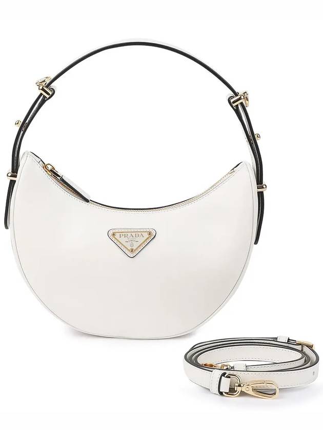 Arque Leather Shoulder Bag White - PRADA - BALAAN 9