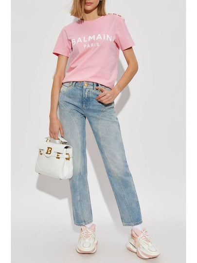 Balmain T-shirt With Printed Logo, Women's, Pink - BALMAIN - BALAAN 2