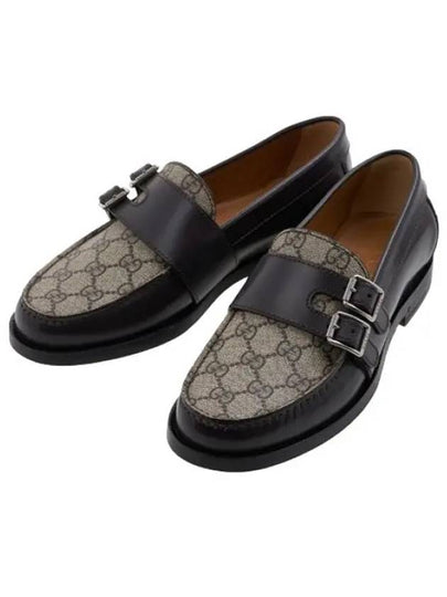 Leather GG Fabric Insert Loafers Dark Brown - GUCCI - BALAAN 2