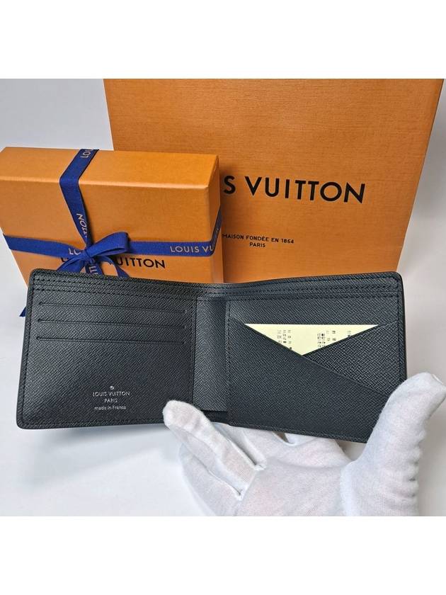 Multiple Taiga Leather Half Wallet Black - LOUIS VUITTON - BALAAN 7