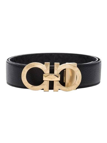 Gancini Buckle Calfskin Belt Black - SALVATORE FERRAGAMO - BALAAN 1