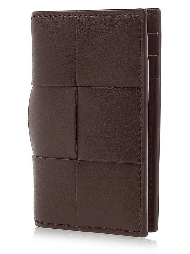 Intrecciato Cassette Leather Flap Card Wallet Brown - BOTTEGA VENETA - BALAAN 3