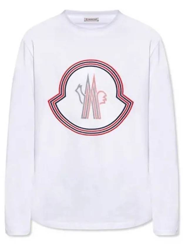 8D00005 8390T 001 Logo Patch Round Long Sleeve T Shirt White Men s TEO 270700 - MONCLER - BALAAN 1