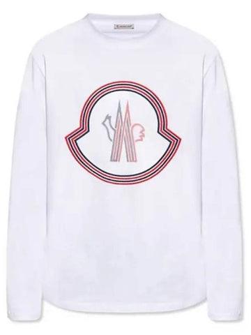 Logo Patch Round Long Sleeve T Shirt White Men s 270983 - MONCLER - BALAAN 1