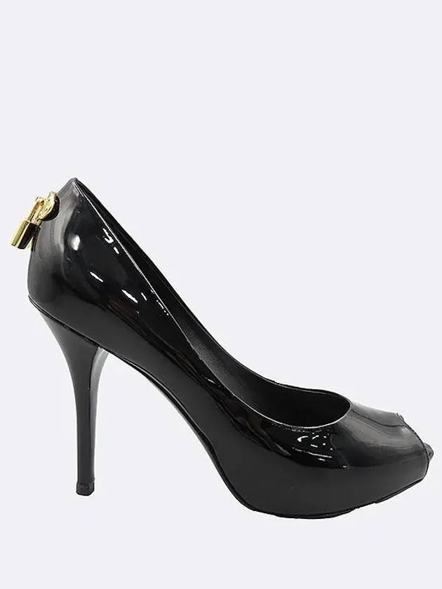 Black color patent open toe women s shoes 235MM - LOUIS VUITTON - BALAAN 4