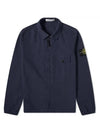 Textured Brushed Recycled Cotton Over Long Sleeve Shirt Navy - STONE ISLAND - BALAAN 1