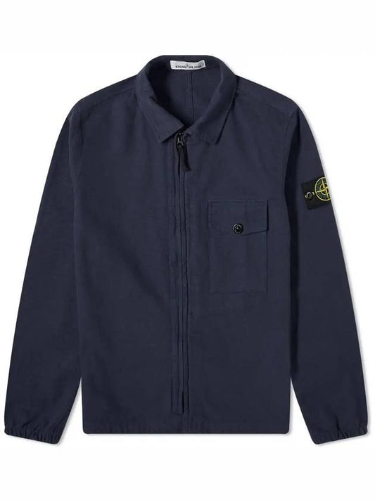 garment-dyed zip-up shirt overshirt navy 751510704-V0020 - STONE ISLAND - BALAAN.