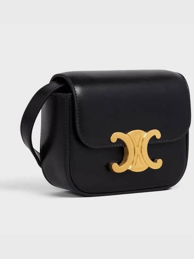 Triomphe Small Shiny Calfskin Cross Bag Black - CELINE - BALAAN 4