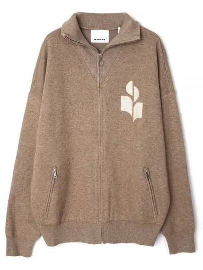 Logo High Neck Knit Zip-Up Cardigan Brown - ISABEL MARANT - BALAAN 2