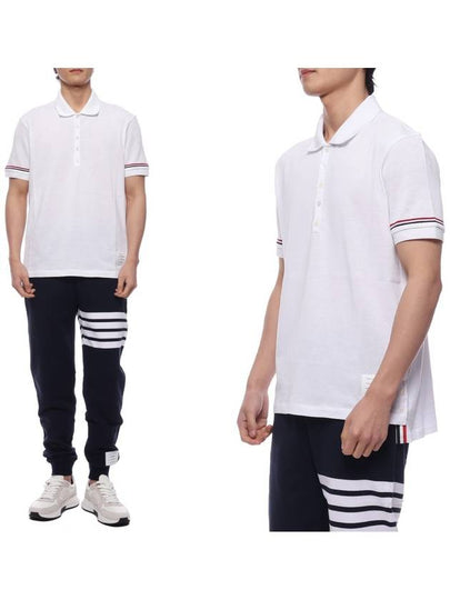 Lightweight Cotton Short Sleeve Polo Shirt White - THOM BROWNE - BALAAN 2